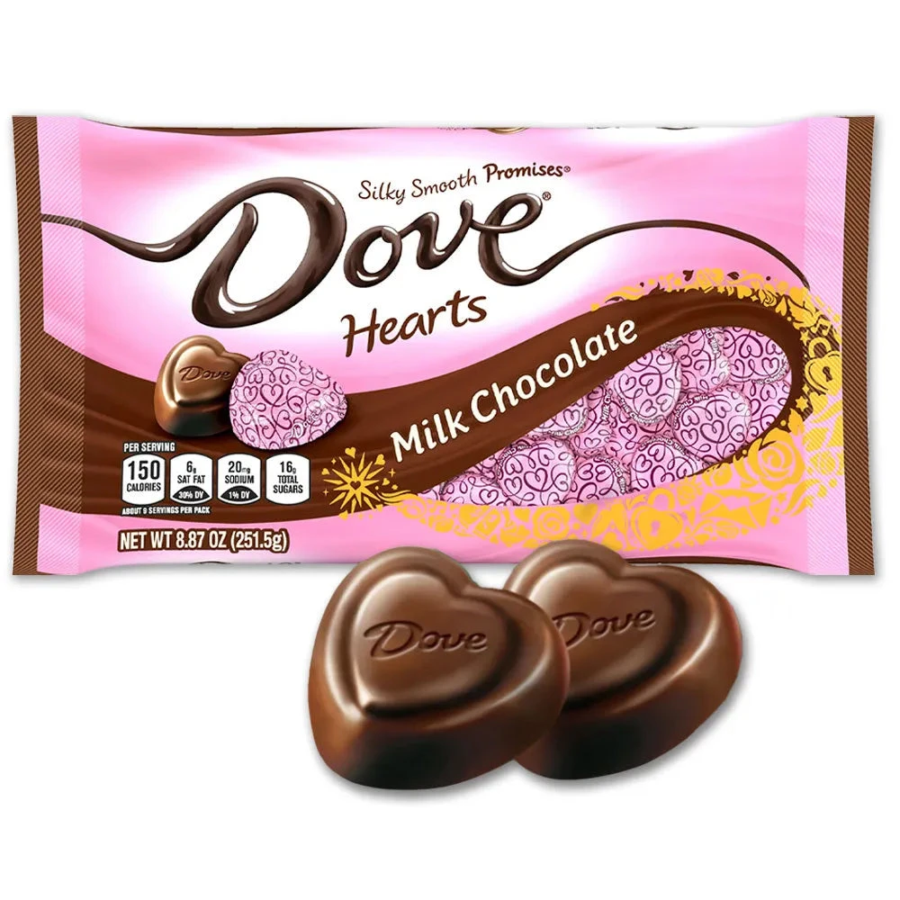 Pink Foiled Dove Milk Chocolate Hearts: 35-Piece Bag 1 Pink Foiled Dove Milk Chocolate Hearts: 35-Piece Bag