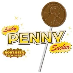 Archie McPhee Lucky Penny Lollipops: 2-Piece Set -Best Candy Store archie mcphee lucky penny lollipops 2 piece set candy warehouse 3