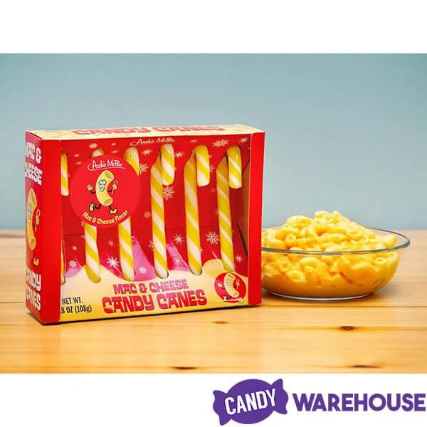 Archie McPhee Mac And Cheese Candy Canes: 6-Piece Box 2 Archie McPhee Mac And Cheese Candy Canes: 6-Piece Box - Image 2