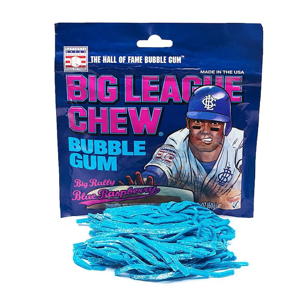 Big League Chew Bubble Gum Packs - Blue Raspberry: 12-Piece Box 1 Big League Chew Bubble Gum Packs - Blue Raspberry: 12-Piece Box