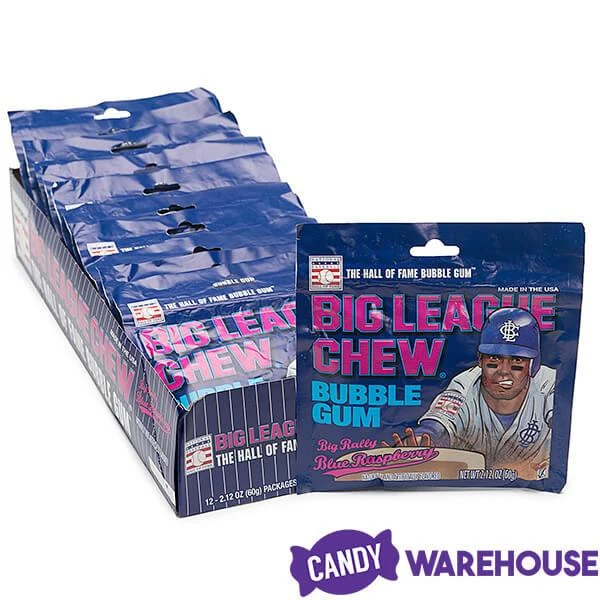 Big League Chew Bubble Gum Packs - Blue Raspberry: 12-Piece Box 4 Big League Chew Bubble Gum Packs - Blue Raspberry: 12-Piece Box - Image 4