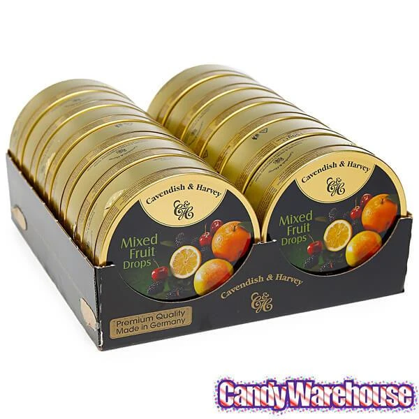 Cavendish & Harvey Hard Candy Drops Tins - Mixed Fruit: 12-Piece Box 2 Cavendish & Harvey Hard Candy Drops Tins - Mixed Fruit: 12-Piece Box - Image 2