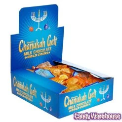 Chanukah Gelt Milk Chocolate Gold Coins In Mesh Bags: 18-Piece Box -Best Candy Store chanukah gelt milk chocolate gold coins in mesh bags 18 piece box candy warehouse 4