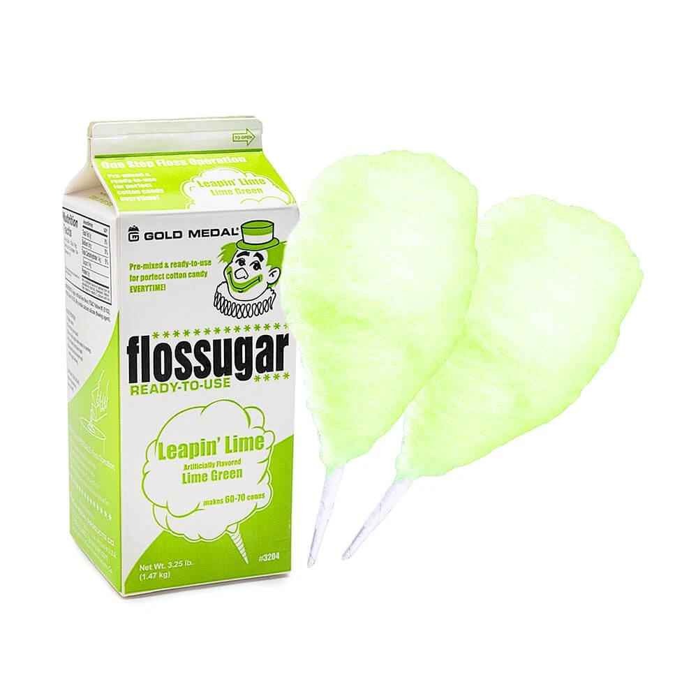 Cotton Candy Floss Sugar - Lime: Half Gallon Carton 1 Cotton Candy Floss Sugar - Lime: Half Gallon Carton