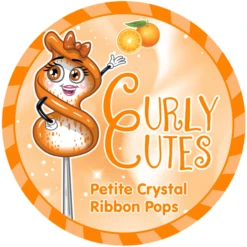 CurlyCutes Petite Crystal Ribbon Pops - Orange: 20-Piece Jar -Best Candy Store curlycutes petite crystal ribbon pops orange 20 piece jar candy warehouse 3