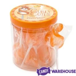 CurlyCutes Petite Crystal Ribbon Pops - Orange: 20-Piece Jar -Best Candy Store curlycutes petite crystal ribbon pops orange 20 piece jar candy warehouse 5