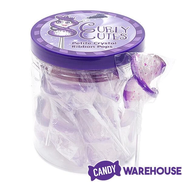 CurlyCutes Petite Crystal Ribbon Pops - Purple Grape: 20-Piece Jar 5 CurlyCutes Petite Crystal Ribbon Pops - Purple Grape: 20-Piece Jar - Image 5