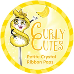 CurlyCutes Petite Crystal Ribbon Pops - Yellow Banana: 20-Piece Jar -Best Candy Store curlycutes petite crystal ribbon pops yellow banana 20 piece jar candy warehouse 4