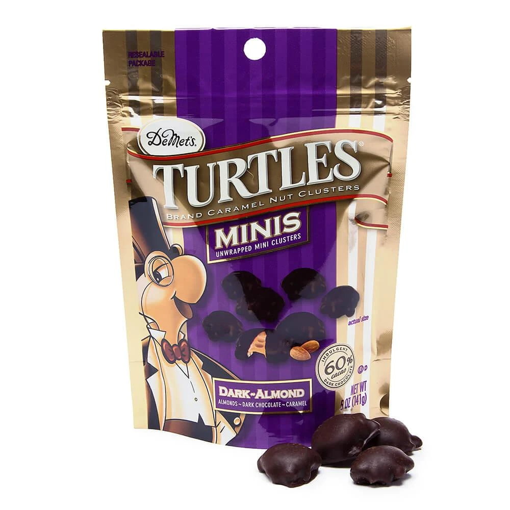 DeMet's Turtles Minis Caramel Nut Cluster Chocolates - Dark Almond: 5-Ounce Bag 1 DeMet's Turtles Minis Caramel Nut Cluster Chocolates - Dark Almond: 5-Ounce Bag