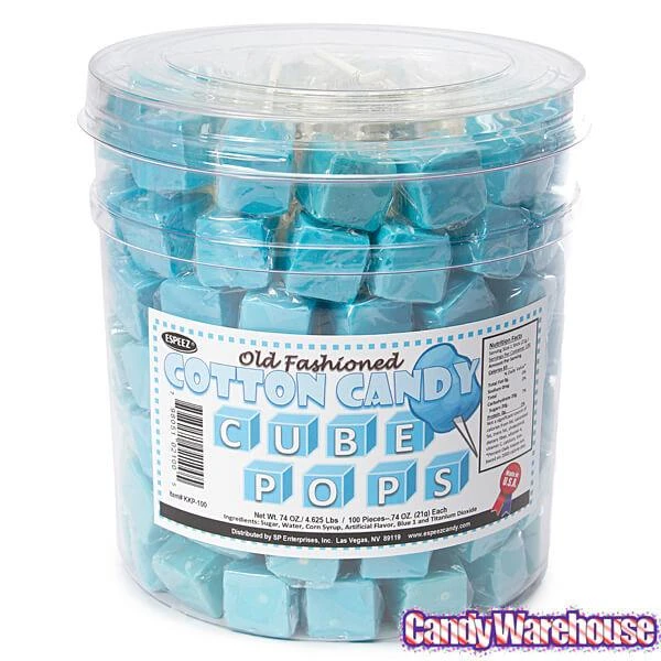 Espeez Cube Pops - Cotton Candy: 100-Piece Tub 4 Espeez Cube Pops - Cotton Candy: 100-Piece Tub - Image 4