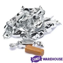 Foiled Caramel Candy - Silver: 180-Piece Bag -Best Candy Store foiled caramel candy silver 180 piece bag candy warehouse 3