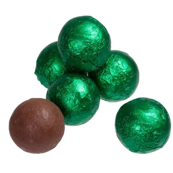 Foiled Milk Chocolate Balls - Green: 2LB Bag 1 Foiled Milk Chocolate Balls - Green: 2LB Bag