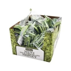 Foiled Milk Chocolate Money Mini Bars In Mesh Bags: 18-Piece Box -Best Candy Store foiled milk chocolate money mini bars in mesh bags 18 piece box candy warehouse 3