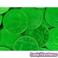Green Foiled Milk Chocolate Coins: 1LB Bag -Best Candy Store green foiled milk chocolate coins 1lb bag candy warehouse 4