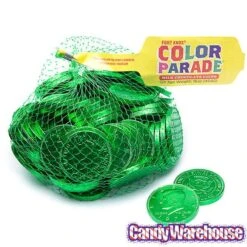 Green Foiled Milk Chocolate Coins: 1LB Bag -Best Candy Store green foiled milk chocolate coins 1lb bag candy warehouse 5