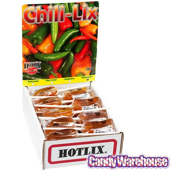 Habanero Chili Pepper Spicy Lollipops: 36-Piece Box 2 Habanero Chili Pepper Spicy Lollipops: 36-Piece Box - Image 2