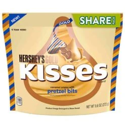 Hershey's Gold Kisses Caramel Creme Candy With Pretzel Bits: 60-Piece Bag -Best Candy Store hershey s gold kisses caramel creme candy with pretzel bits 60 piece bag candy warehouse 4
