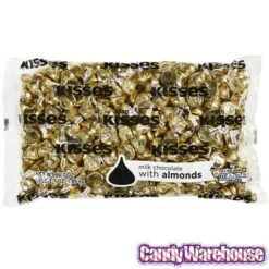 Hershey's Kisses Gold Foiled Milk Chocolate With Almonds Candy: 400-Piece Bag -Best Candy Store hershey s kisses gold foiled milk chocolate with almonds candy 400 piece bag candy warehouse 4