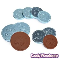 It's A Boy Foiled Chocolate Coins In Mesh Bags: 18-Piece Box -Best Candy Store it s a boy foiled chocolate coins in mesh bags 18 piece box candy warehouse 3