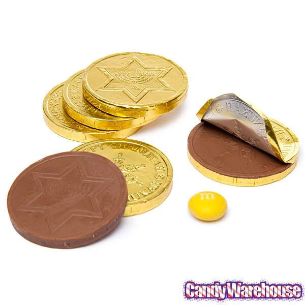 Madelaine Chanukah Gelt Gold Foiled Milk Chocolate Coins: 5LB Bag 5 Madelaine Chanukah Gelt Gold Foiled Milk Chocolate Coins: 5LB Bag - Image 5