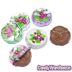 Madelaine Foiled Milk Chocolate Flower Wafers - Violets: 5LB Bag -Best Candy Store madelaine foiled milk chocolate flower wafers violets 5lb bag candy warehouse 4
