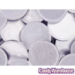 Madelaine Silver Foiled Milk Chocolate Coins - Blank: 5LB Bag -Best Candy Store madelaine silver foiled milk chocolate coins blank 5lb bag candy warehouse 3