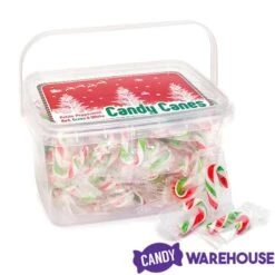 Mini Candy Canes - Red, Green, And White: 100-Piece Tub -Best Candy Store mini candy canes red green and white 100 piece tub candy warehouse 6