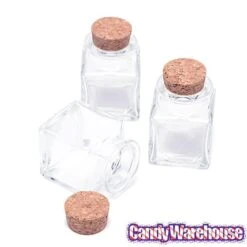 Mini Glass Favor Jars - 1.75-Ounce Square Jar With Cork Stopper: 12-Piece Set -Best Candy Store mini glass favor jars 1 75 ounce square jar with cork stopper 12 piece set candy warehouse 5