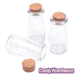 Mini Glass Favor Jars - 3-Ounce Milk Bottle With Cork Stopper: 12-Piece Set -Best Candy Store mini glass favor jars 3 ounce milk bottle with cork stopper 12 piece set candy warehouse 5