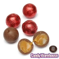 Palmer Foiled Caramel Filled Chocolate Candy Balls - Red: 5LB Bag -Best Candy Store palmer foiled caramel filled chocolate candy balls red 5lb bag candy warehouse 3