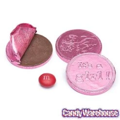 Pink Foiled Baby Girl Milk Chocolate Coins: 1LB Bag -Best Candy Store pink foiled baby girl milk chocolate coins 1lb bag candy warehouse 2 1f405b00 3e83 4e53 a063 55c64837aecc