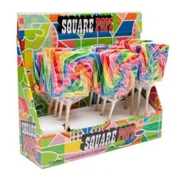 Rainbow Swirl 3.5-Ounce Square Lollipops: 12-Piece Display