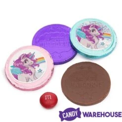 Rainbow Unicorn Foiled Milk Chocolate Coins In Mesh Bags: 18-Piece Box -Best Candy Store rainbow unicorn foiled milk chocolate coins in mesh bags 18 piece box candy warehouse 5