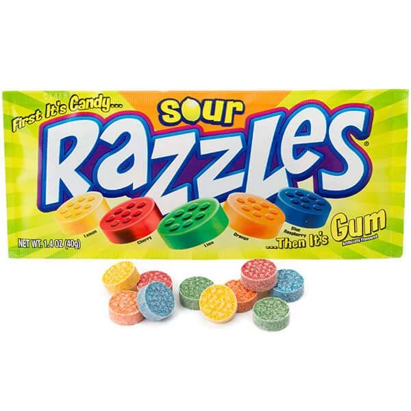 Razzles Candy Packs - Sour: 24-Piece Box 1 Razzles Candy Packs - Sour: 24-Piece Box