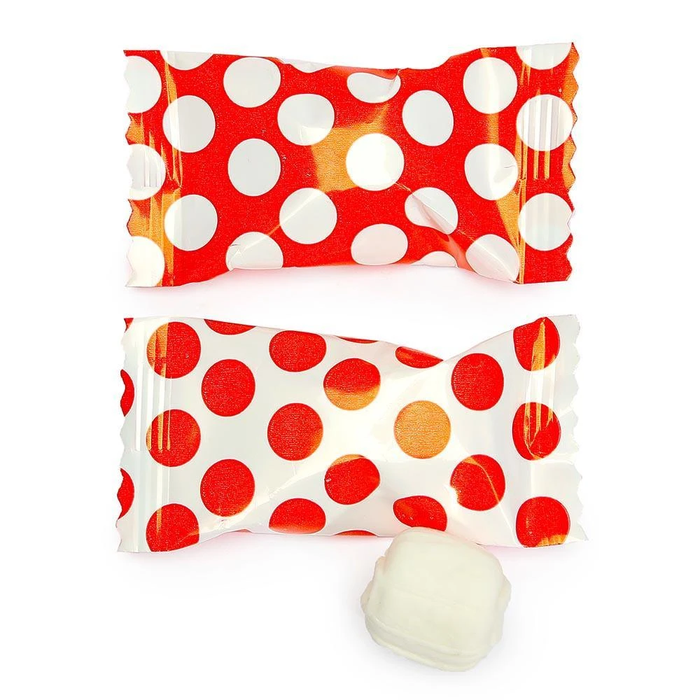 Red Polka Dots Wrapped Butter Mint Creams: 300-Piece Case 1 Red Polka Dots Wrapped Butter Mint Creams: 300-Piece Case