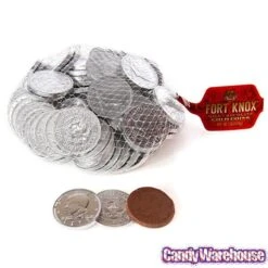 Silver Foiled Milk Chocolate Coins: 1LB Bag -Best Candy Store silver foiled milk chocolate coins 1lb bag candy warehouse 3