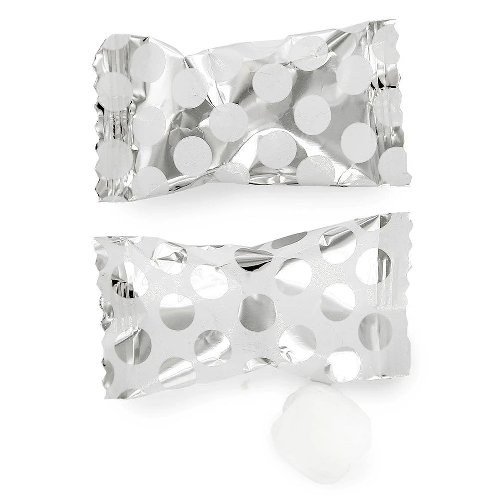 Silver Polka Dots Wrapped Butter Mint Creams: 300-Piece Case 1 Silver Polka Dots Wrapped Butter Mint Creams: 300-Piece Case