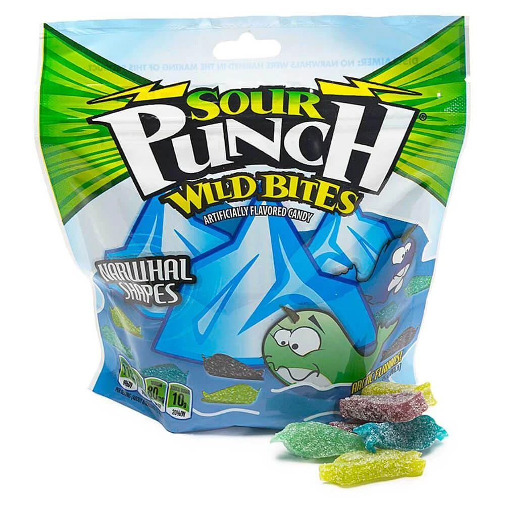Sour Punch Bites Chewy Candy Narwhals: 8-Ounce Bag 1 Sour Punch Bites Chewy Candy Narwhals: 8-Ounce Bag
