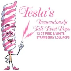 Tesla's Tremendously Tall 3-Ounce Twist Pops - Strawberry: 12-Piece Box -Best Candy Store tesla s tremendously tall 3 ounce twist pops strawberry 12 piece box candy warehouse 3