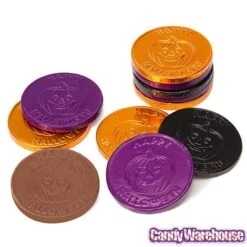 Thompson Foiled Milk Chocolate Halloween Coins: 5LB Bag 5 Thompson Foiled Milk Chocolate Halloween Coins: 5LB Bag -Best Candy Store thompson foiled milk chocolate halloween coins 5lb bag candy warehouse 3