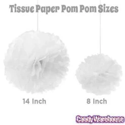 Tissue Paper 14-Inch Pom Pom - White -Best Candy Store tissue paper 14 inch pom pom white candy warehouse 3