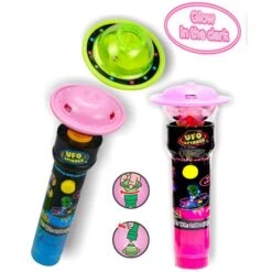 UFO Spinner Flashing Alien Flying Saucers With Candy: 12-Piece Display -Best Candy Store ufo spinner flashing alien flying saucers with candy 12 piece display candy warehouse 4