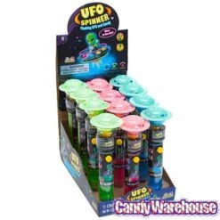 UFO Spinner Flashing Alien Flying Saucers With Candy: 12-Piece Display -Best Candy Store ufo spinner flashing alien flying saucers with candy 12 piece display candy warehouse 5