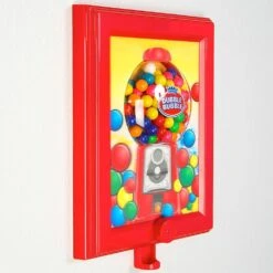 Wall Mounted Gumball Machine Dispenser Frame With Gumballs