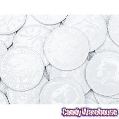 White Foiled Milk Chocolate Coins: 1LB Bag -Best Candy Store white foiled milk chocolate coins 1lb bag candy warehouse 4