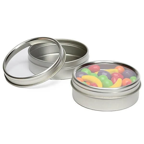 Windowed Round Candy Tins - 2-Ounce: 24-Piece Set 1 Windowed Round Candy Tins - 2-Ounce: 24-Piece Set