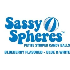 YumJunkie Sassy Spheres Blueberry Blue Striped Candy Balls - Petite: 5LB Bag -Best Candy Store yumjunkie sassy spheres blueberry blue striped candy balls petite 5lb bag candy warehouse 3